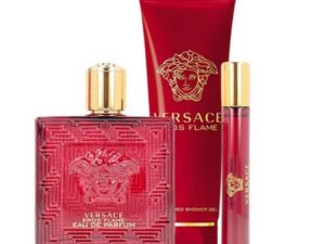 Versace - Eros Flame Sæt - 100 ml Edp + 10 ml Travel Spray + Shower Gel