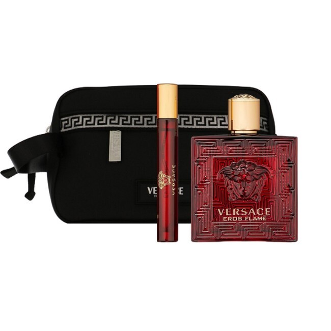 Versace - Eros Flame Eau de Parfum Sæt 100 ml + Travel Spray + Taske