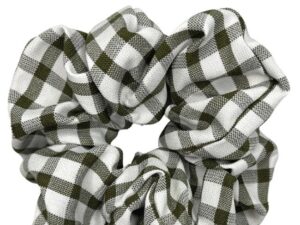 JA-NI Hair Accessories - Hair Scrunchies, The Green Wide Checkered