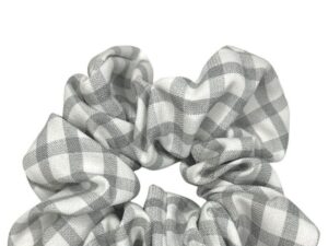 JA-NI Hair Accessories - Hair Scrunchies, The Grey Wide Checkered