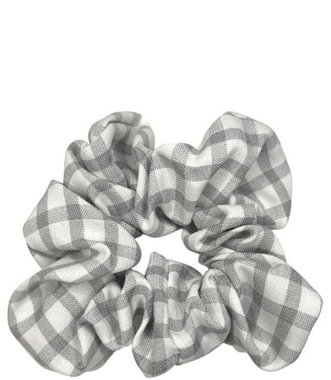 JA-NI Hair Accessories - Hair Scrunchies, The Grey Wide Checkered JA-NI Hair Accessories - Hair Scrunchies, The Grey Wide Checkered