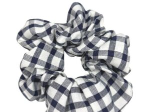JA-NI Hair Accessories - Hair Scrunchies, The Navy Wide Checkered