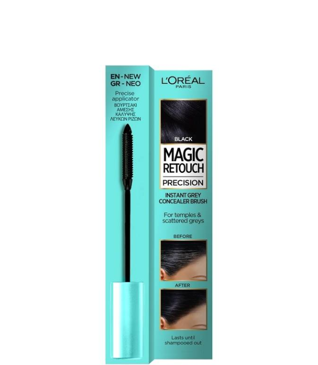 L'Oreal Paris Magic Retouch Precision Instant Grey Concealer Brush - Black, 8 ml. L'Oreal Paris Magic Retouch Precision Instant Grey Concealer Brush - Black, 8 ml.